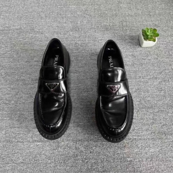 Prada Shiny Black Leather Loafers - Picture 2 of 7
